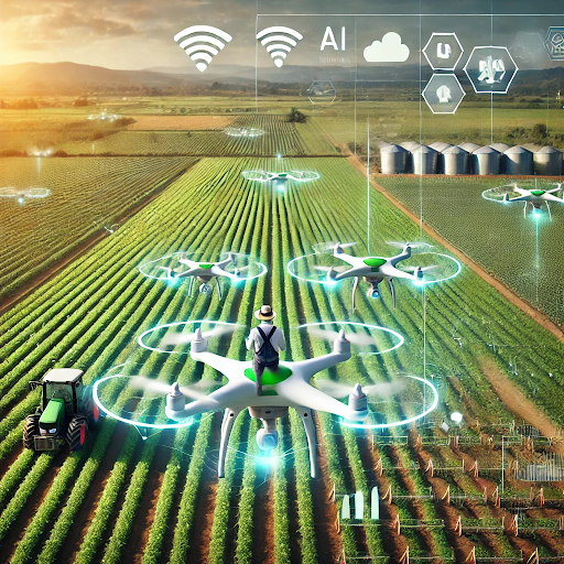 AI in agriculture: AI-powered drone optimizing crop health and farming practices