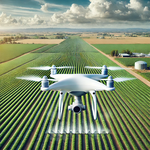 Agri drone flying over a crop field for precision farming