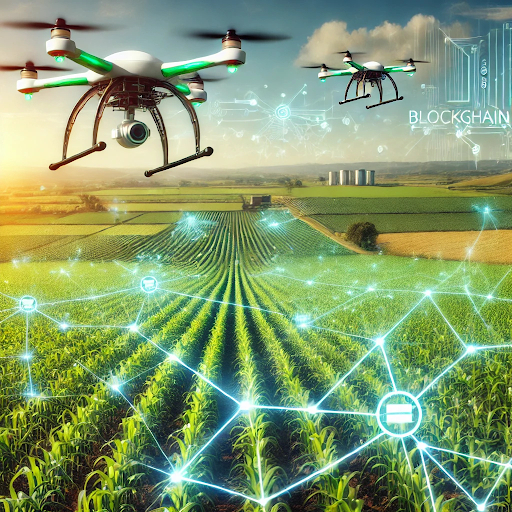 Agri drones and blockchain technology ensuring traceability and transparency in agricultural supply chains