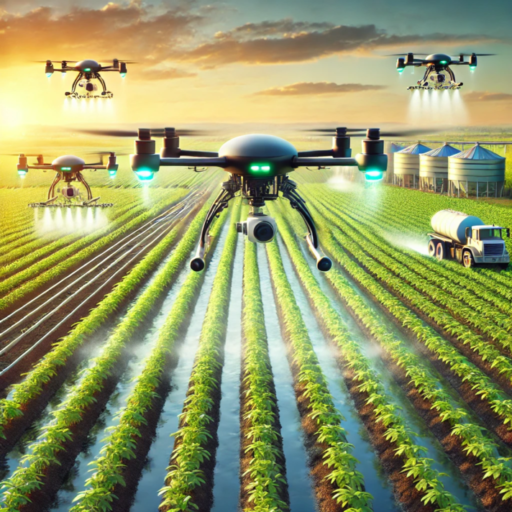 Precision agriculture drones monitoring crops and spraying fields