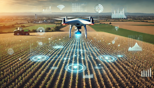 Agri drone conducting soil mapping using advanced sensors to capture detailed soil data