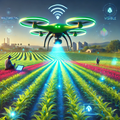 Multispectral camera drone surveying an agricultural field for weed detection and crop health